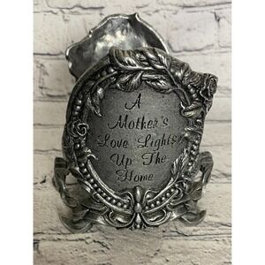 Vintage‎ Carson Metal Pewter "A Mothers Love" Metallic Round Jar Candle Holder